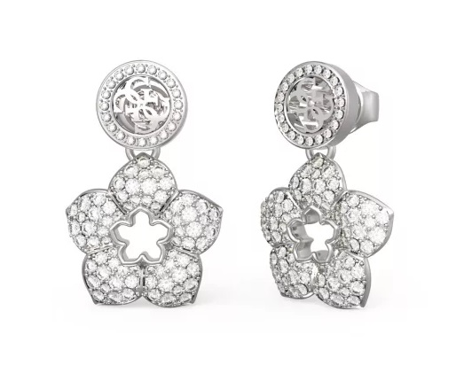 Guess Krásné ocelové náušnice s květem Shining Winter JUBE04471JWRHT/U