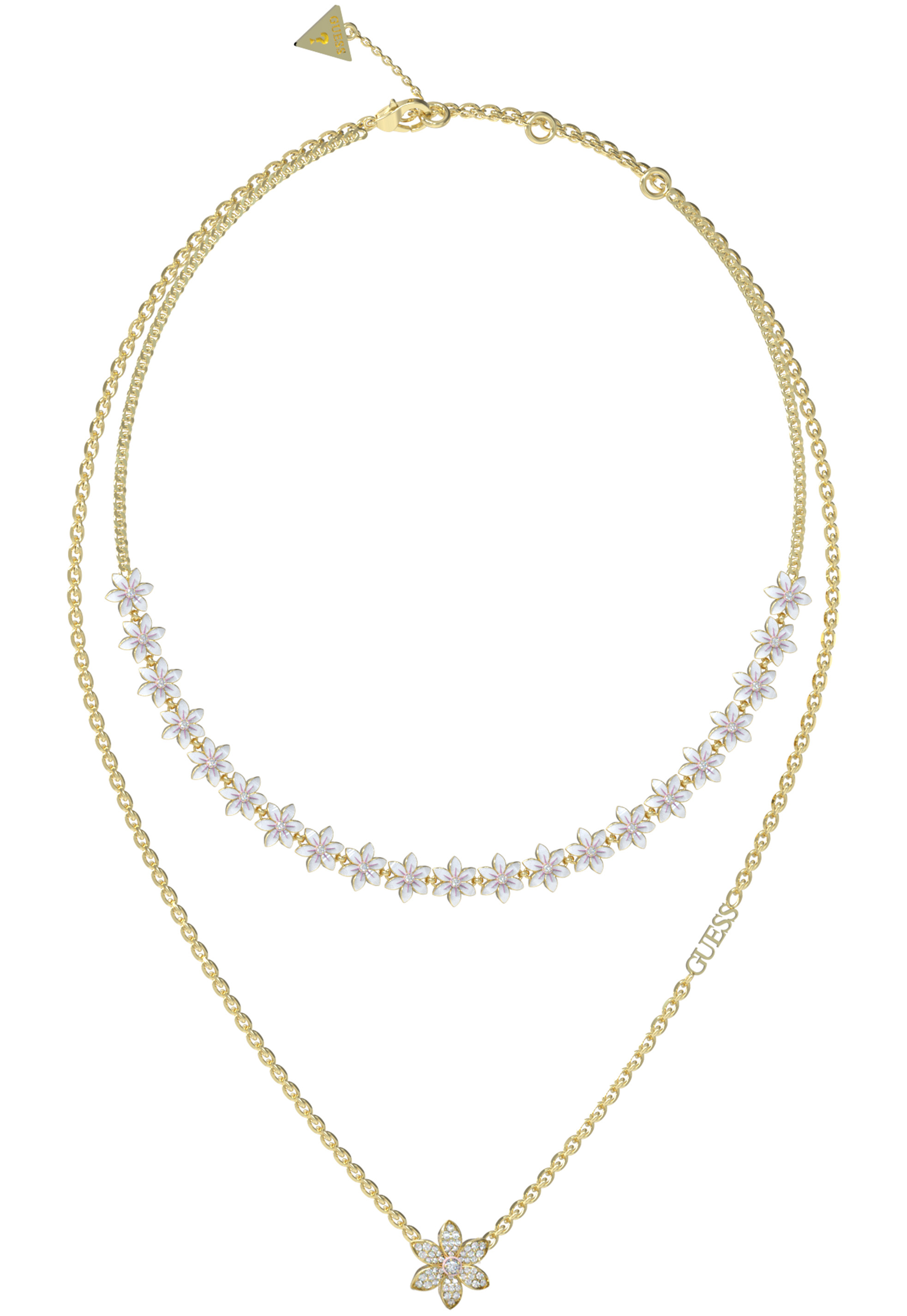 Levně Guess Květinový náhrdelník z pozlacené oceli White Lotus JUBN04130JWYGWHT/U