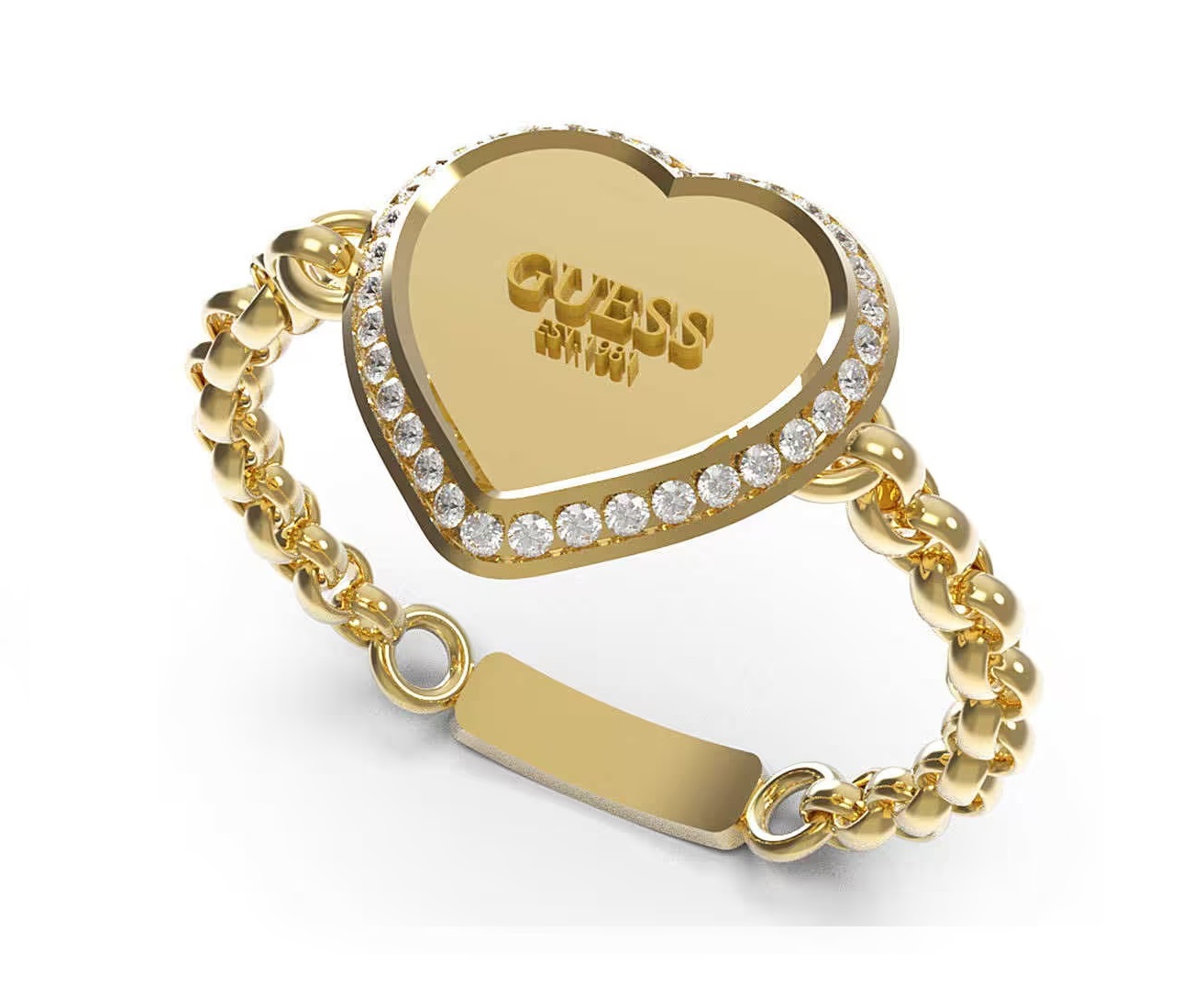 Guess -  Nápaditý pozlacený prsten se srdíčkem Fine Heart JUBR01429JWYG 54 mm