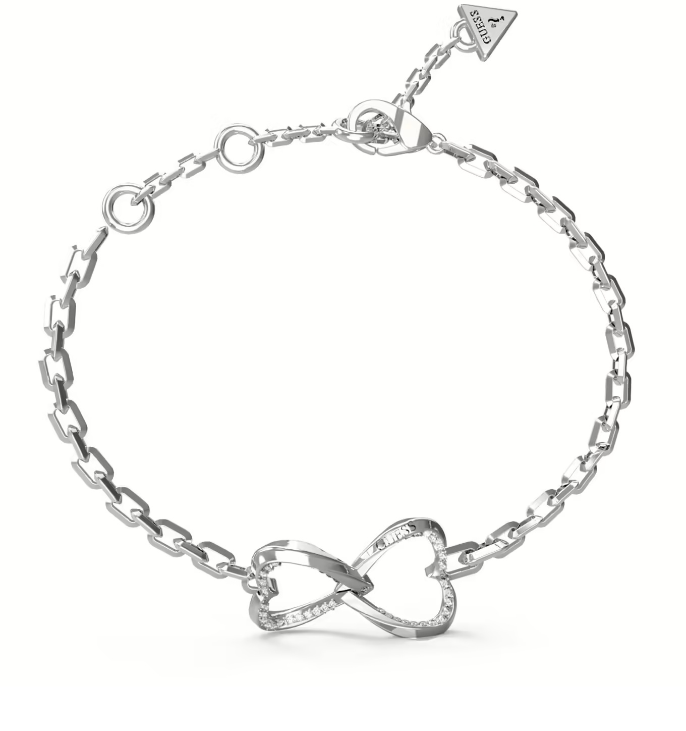 Guess Něžný ocelový náramek se srdíčky Mon Amour JUBB04618JWRH 14,5 cm