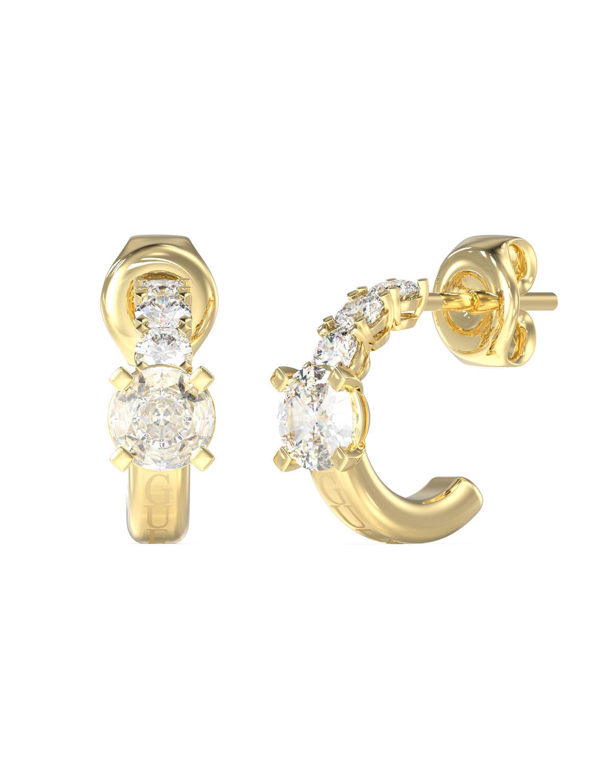 Guess Pozlátené kruhové náušnice Piercing Studio JUBE06271JWYGT/U