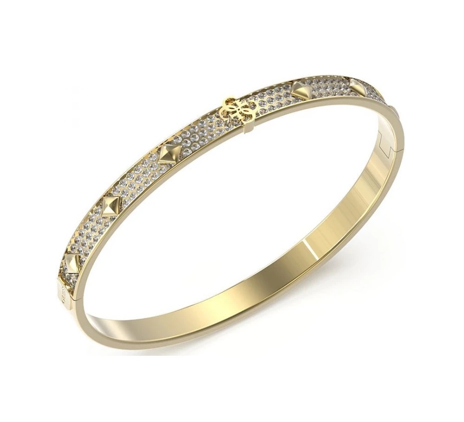 Guess Pevný pozlacený náramek s krystaly 4G Forever JUBB03276JWYG 5,5 cm