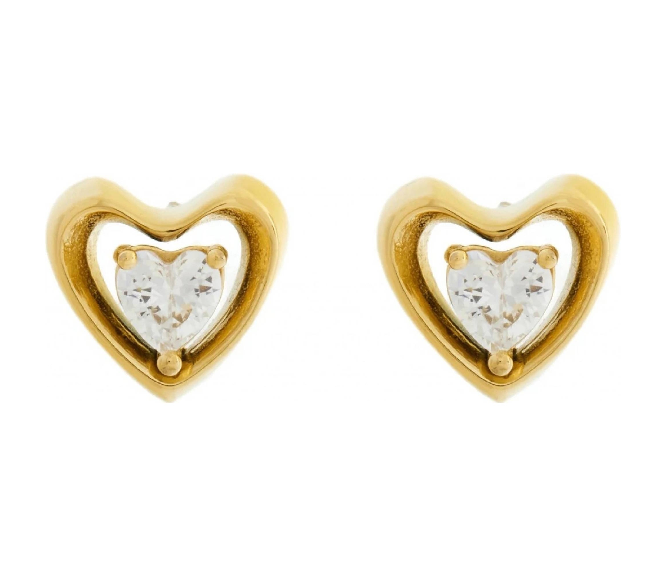 Guess Pozlátené oceľové náušnice Srdcia Beloved JUBE05024JWYGT/U