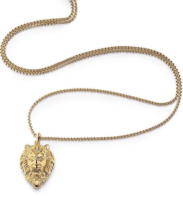 Guess Pozlacený náhrdelník s přívěskem lva Lion King JUMN01387JWYGT/U