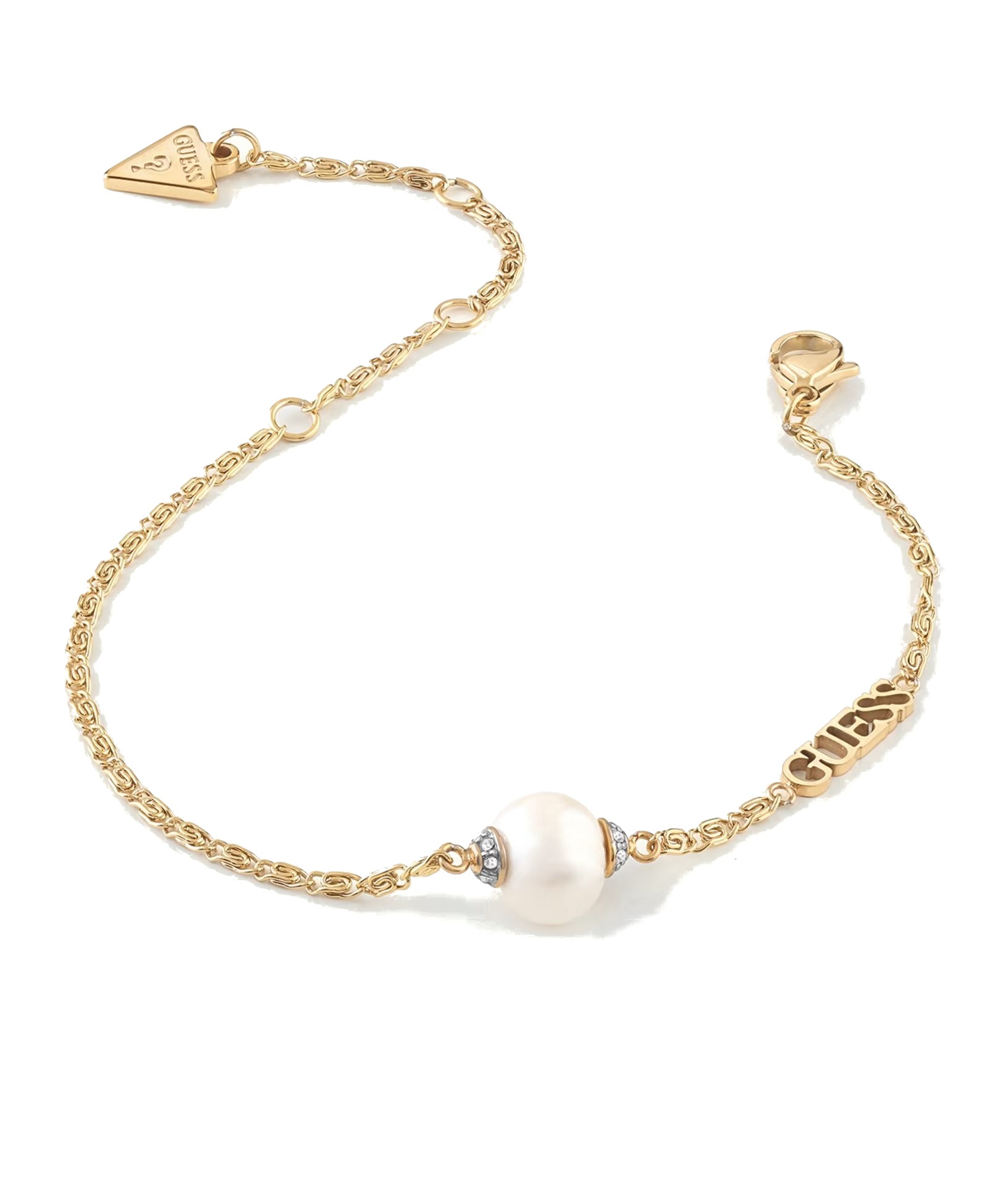 Guess Půvabný pozlacený náramek s perlou Underwater Love JUBB02269JWYG 14,5 - 18,5 cm - S