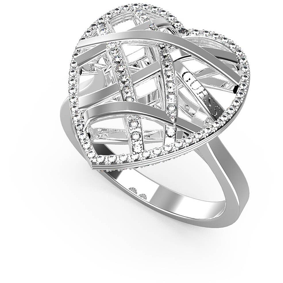 Guess Slušivý ocelový prsten Heart Cage JUBR03101JWRH 54 mm