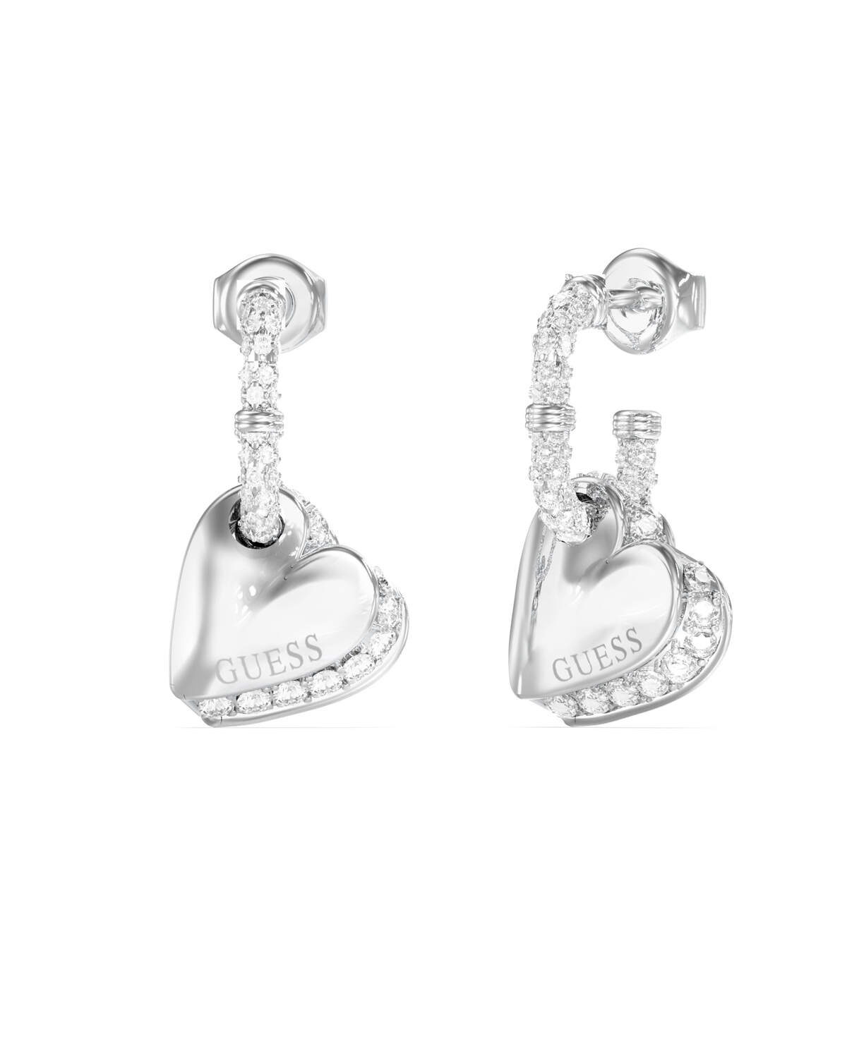 Guess Srdečné oceľové náušnice By Your Side JUBE06076JWRHT/U