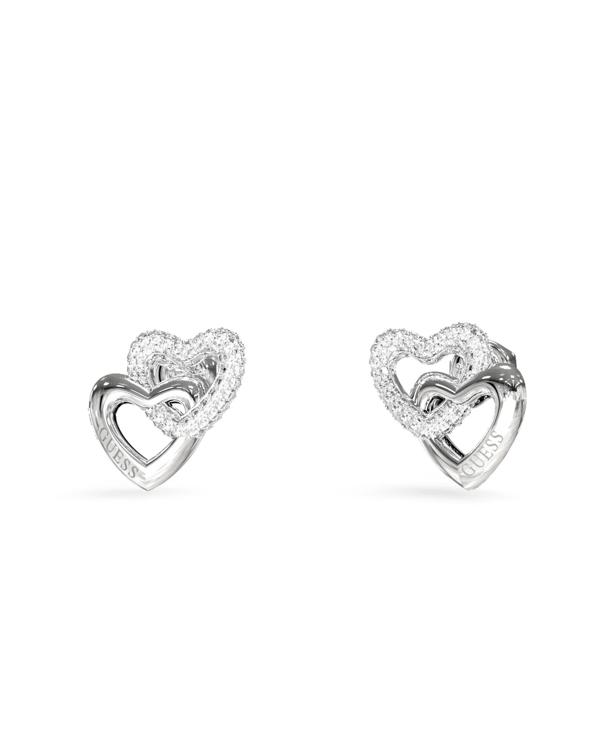 Guess Srdečné oceľové náušnice s kryštálmi Beloved JUBE06015JWRHT/U