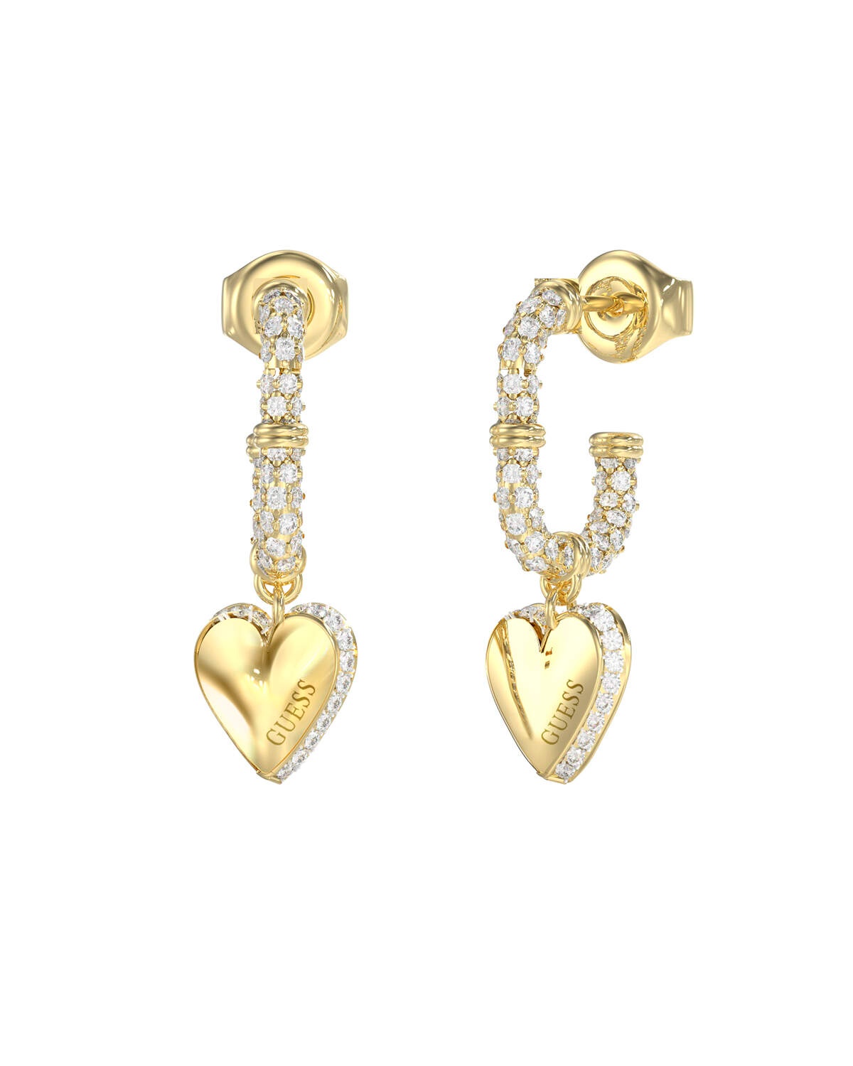 Guess Srdcové pozlátené náušnice By Your Side JUBE06075JWYGT/U