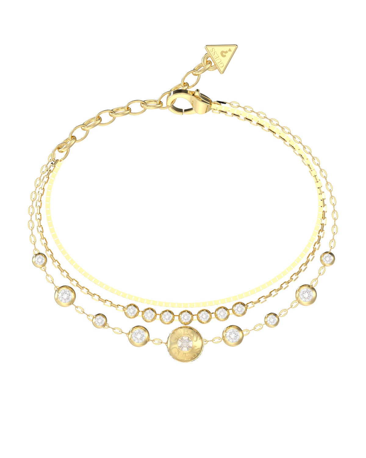 Guess Trojitý pozlátený náramok Sparks JUBB06279JWYG 18,4 cm