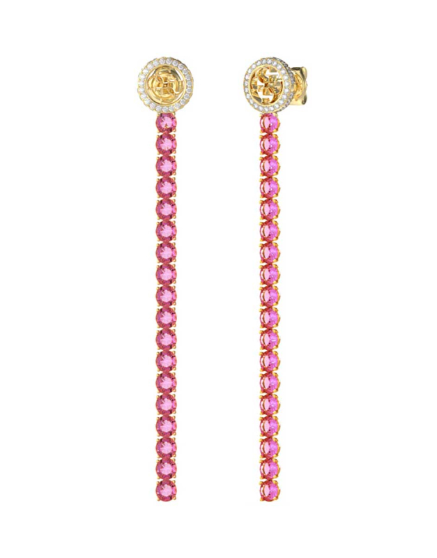 Guess Výrazné pozlacené náušnice s růžovými krystaly Paradise JUBE05144JWYGFCT/U