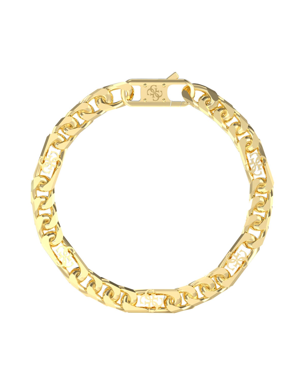 Guess Výrazný pozlacený náramek 4G Frontiers JUMB06034JWYG 19 cm