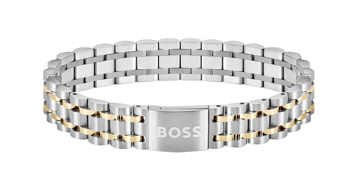 Hugo Boss Elegantní ocelový bicolor náramek pro muže Owan 1580647