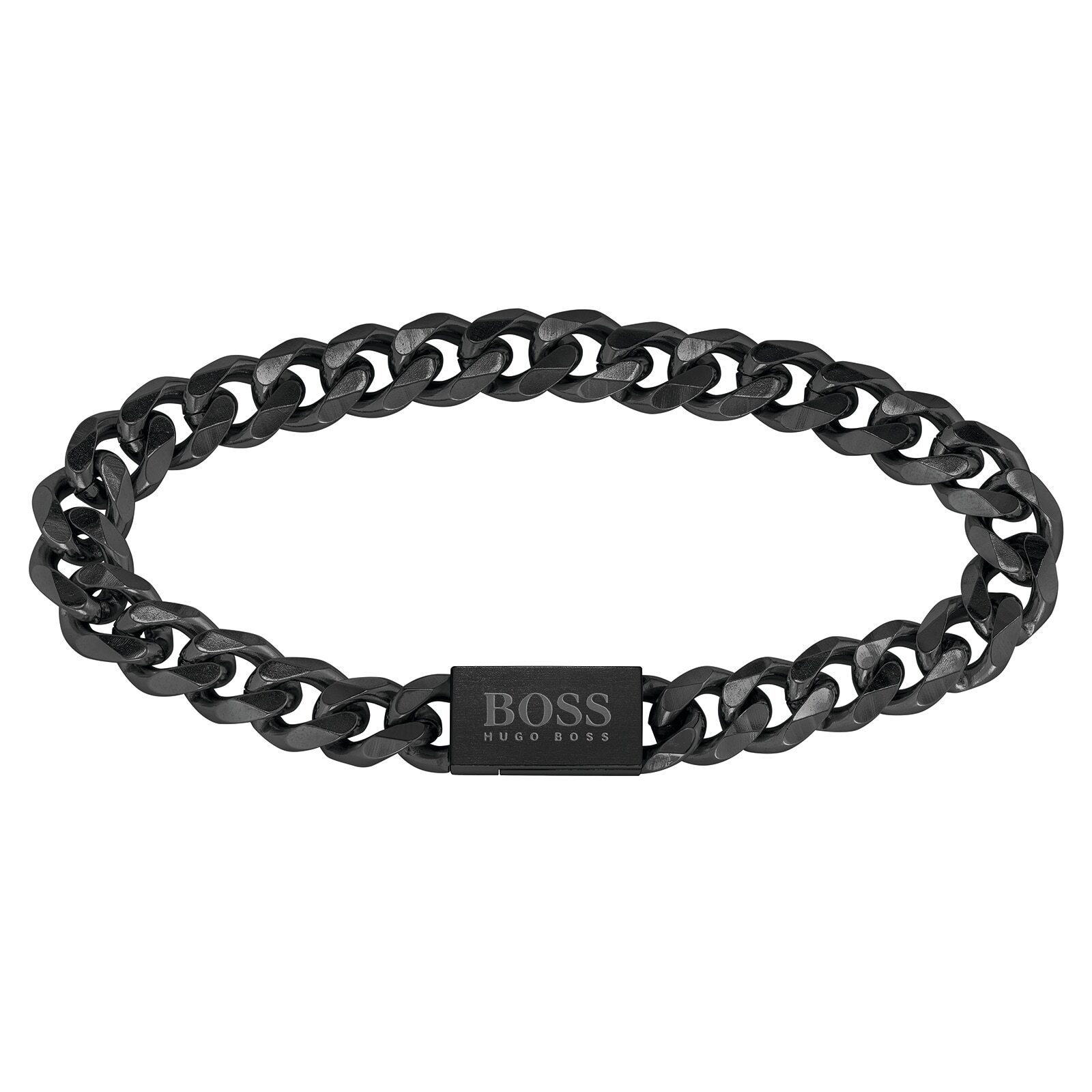 Hugo Boss Moderný čierny náramok z ocele Chain Link 1580145 19 cm