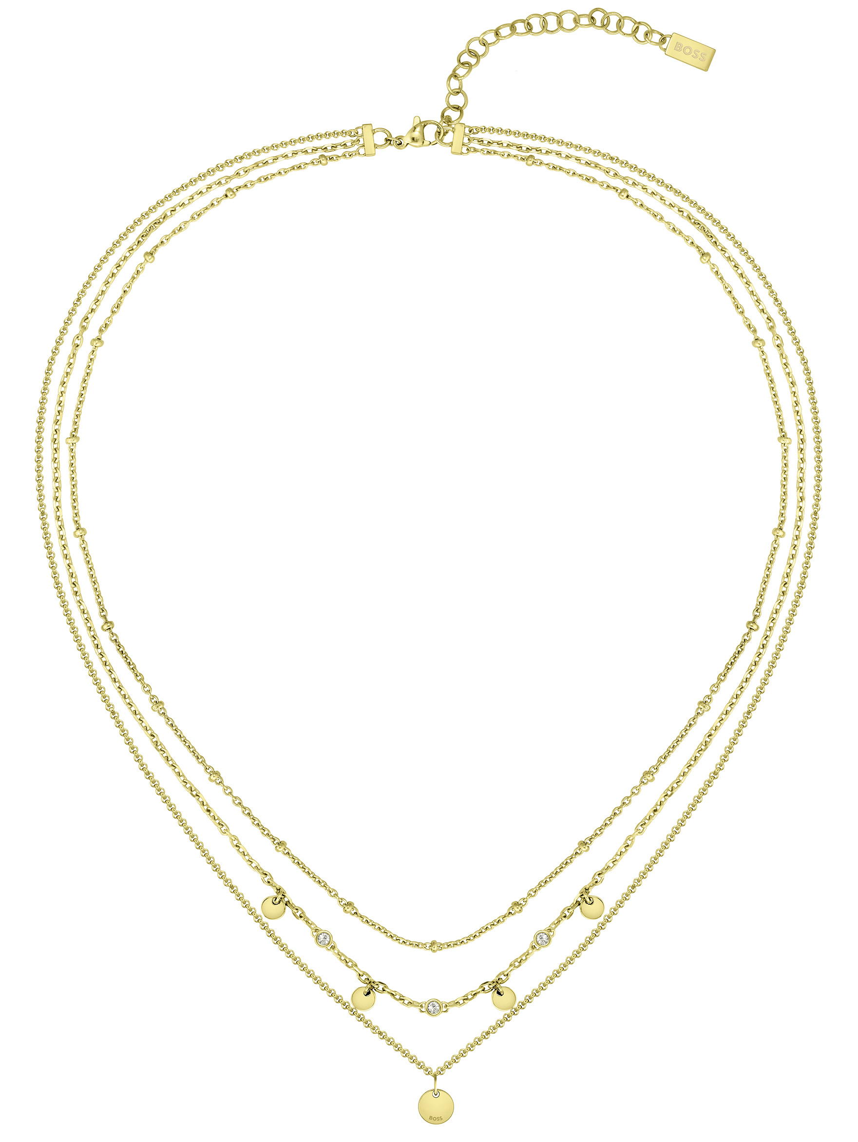 Hugo Boss Módny pozlátený náhrdelník s kryštálmi Iris 1580334