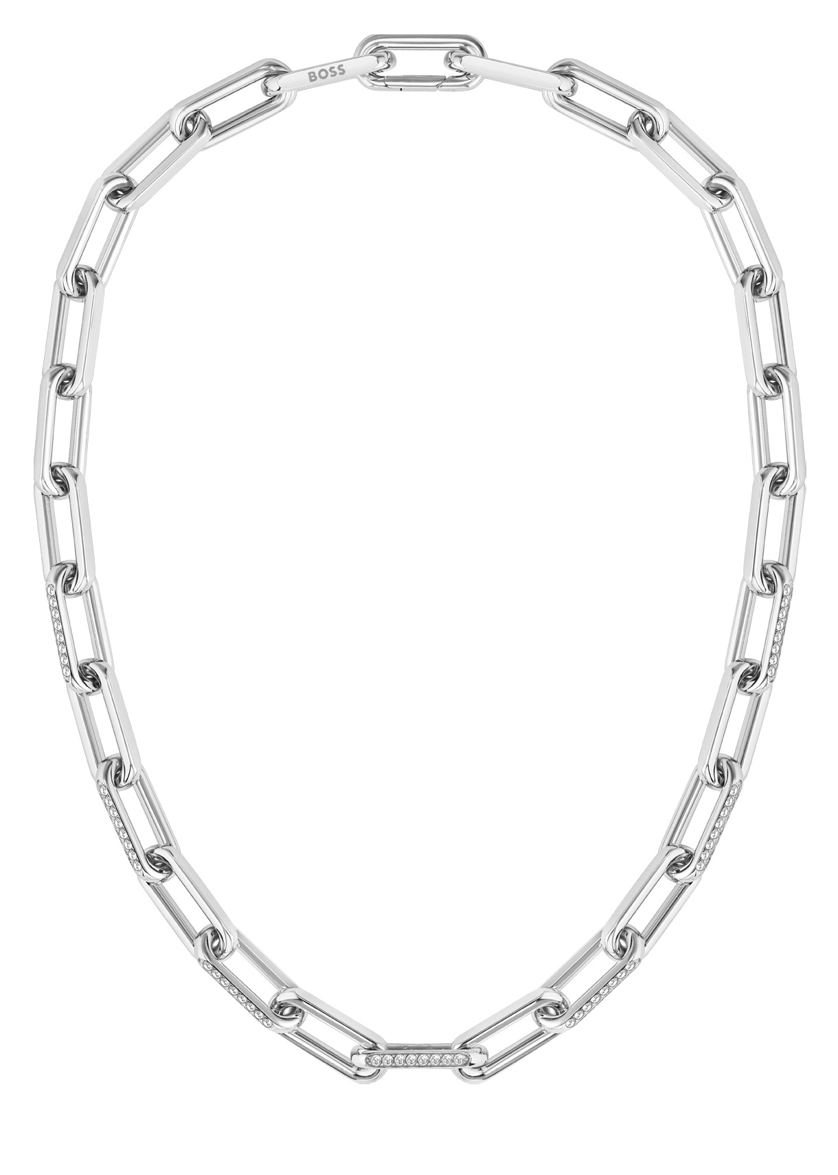 Levně Hugo Boss Nepřehlédnutelný ocelový náhrdelník s krystaly Halia 1580578