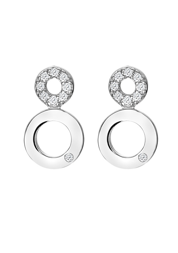 Levně Hot Diamonds Elegantní stříbrné náušnice s diamanty a topazy Balance DE720