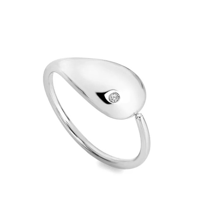 Hot Diamonds Elegantní stříbrný prsten s diamantem Tide DR281 50 mm