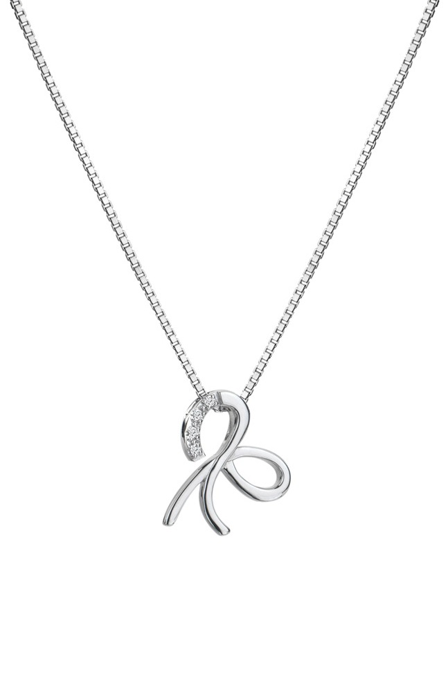 Hot Diamonds -  Krásný stříbrný náhrdelník s diamanty Mašle Much Loved DP909 (řetízek, přívěsek)