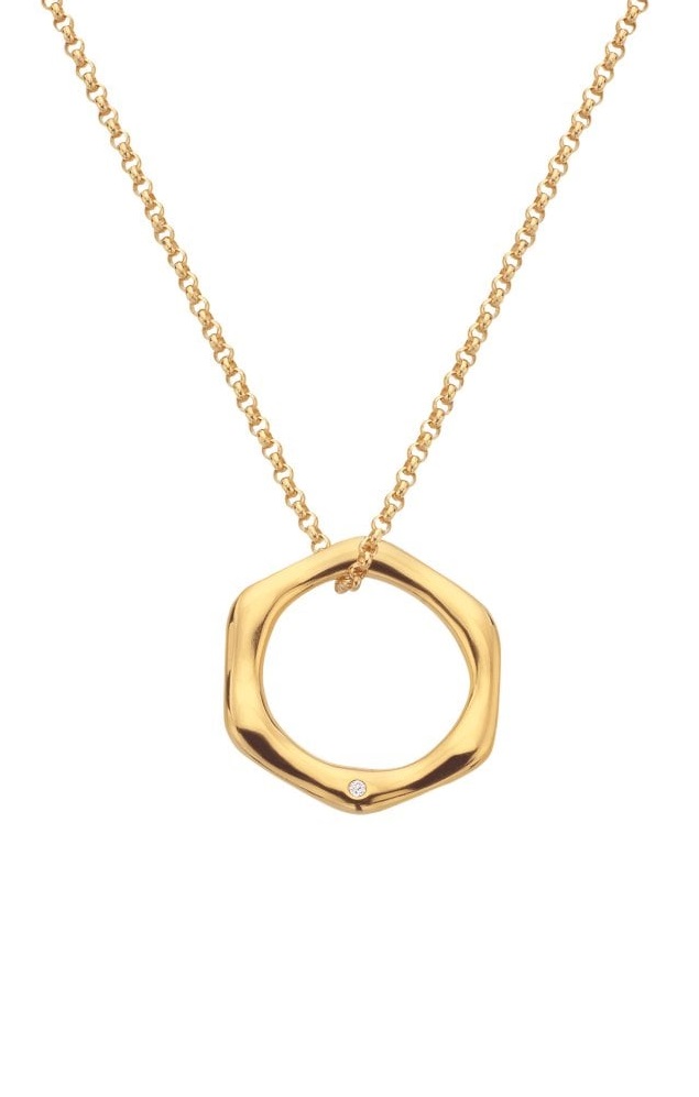 Levně Hot Diamonds Minimalistický pozlacený náhrdelník s diamantem Jac Jossa Soul DP904 (řetízek, přívěsek)