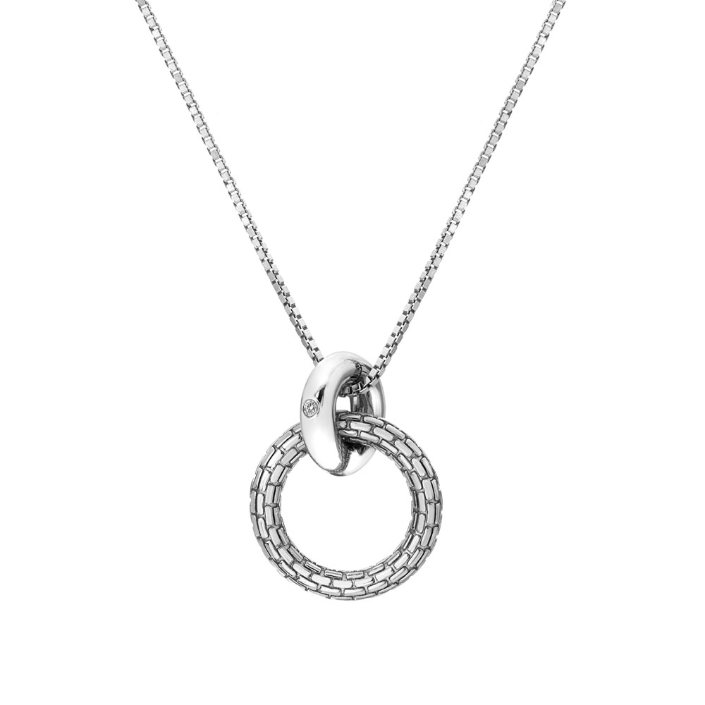 Levně Hot Diamonds Moderní stříbrný náhrdelník s diamantem Woven DP866 (řetízek, přívěsek)