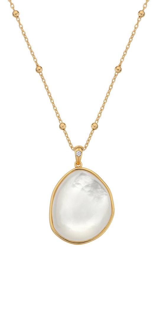 Hot Diamonds Pozlacený náhrdelník s diamantem a perletí Jac Jossa Soul DP842 (řetízek, přívěsek)