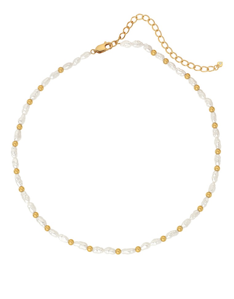 Hot Diamonds Pozlátený perličkový náhrdelník s diamantom Jac Jossa Soul DN156/DN157 32 - 39 cm
