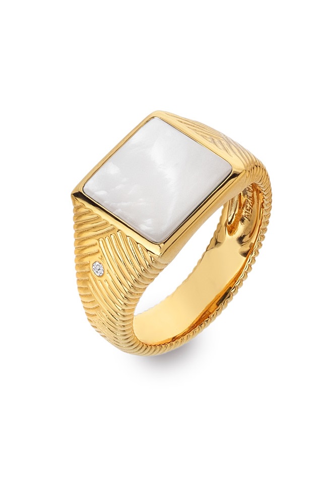 Hot Diamonds Pozlacený prsten s diamantem a perletí Jac Jossa Soul DR249 54 mm