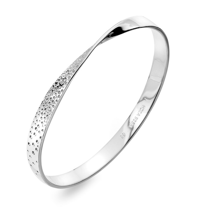 Hot Diamonds Bracciale rigido in argento con diamanti Quest DC168