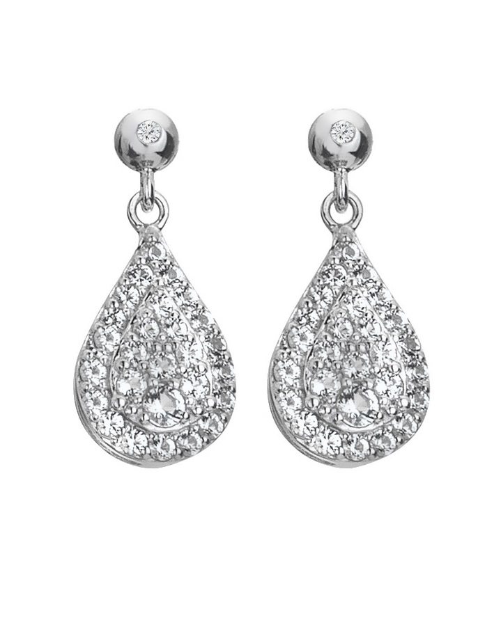 Hot Diamonds -  Stříbrné visací náušnice s diamanty a topazy Glimmer DE735