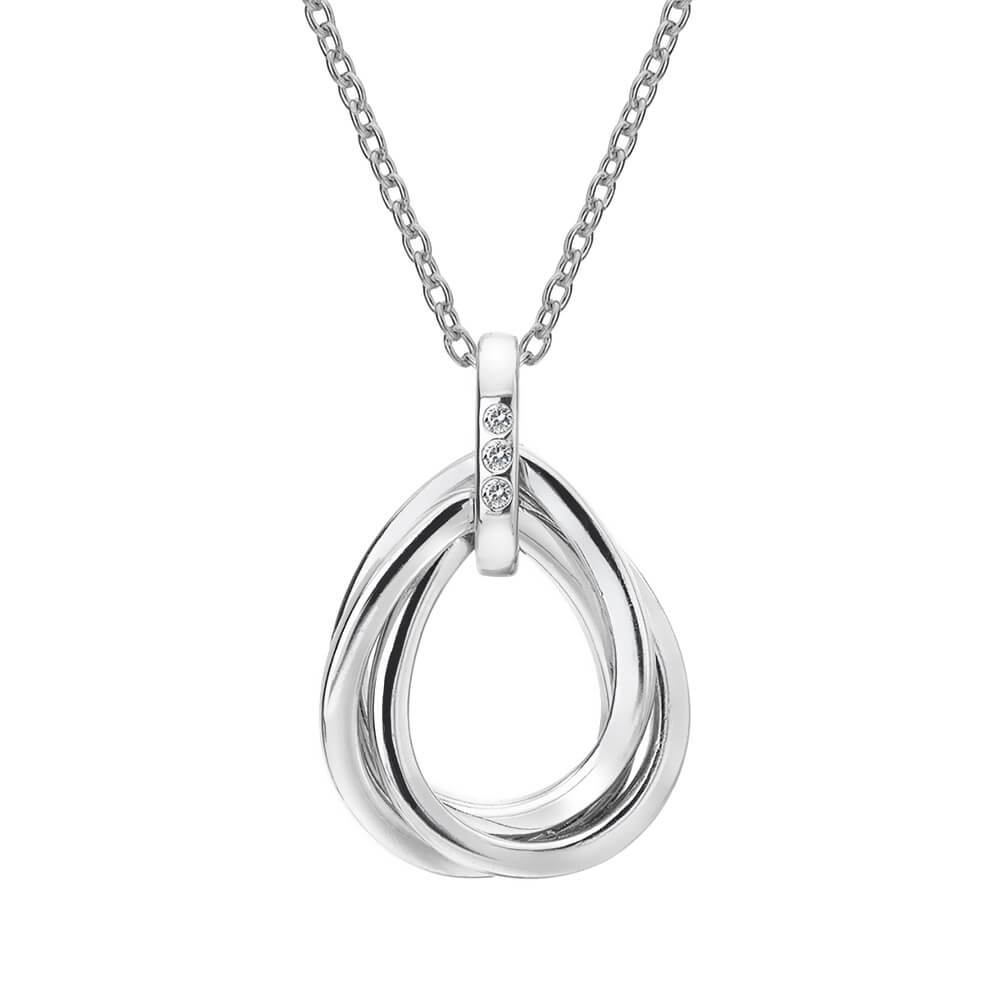 Hot Diamonds Stříbrný náhrdelník s diamanty Trio Teardrop DP779 (řetízek, přívěsek)