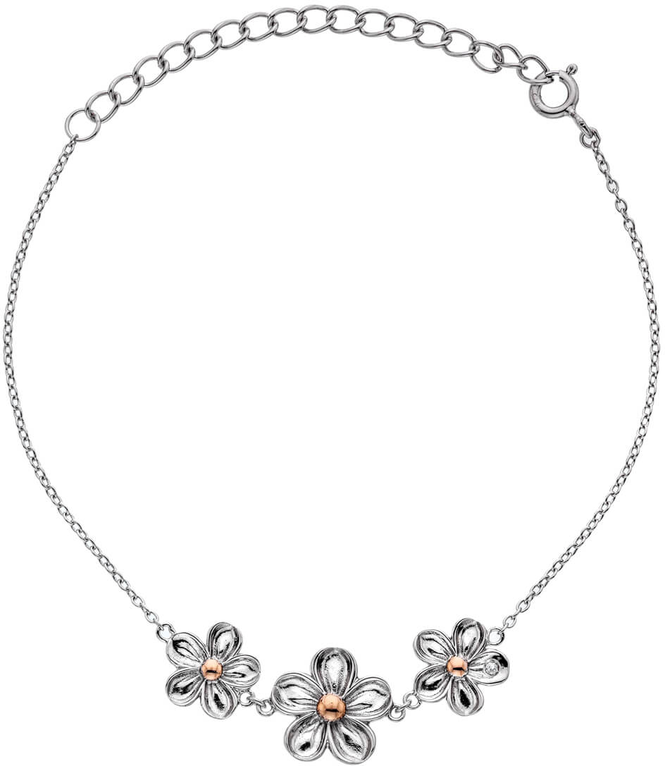 Hot Diamonds Braccialetto in argento con fiori Forget me not DL596