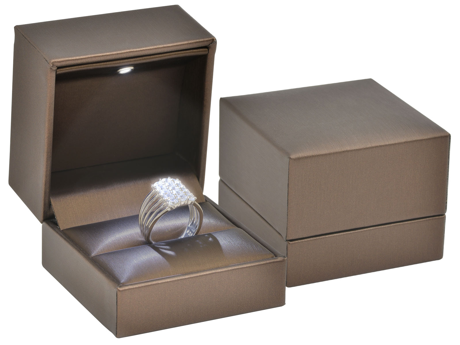 Levně JK Box Luxusní LED osvětlená koženková krabička na prsten ZK-2/L/A21
