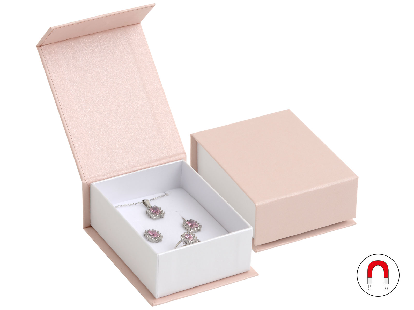 JK Box Pudrově růžová dárková krabička na soupravu šperků VG-6/A5/A1