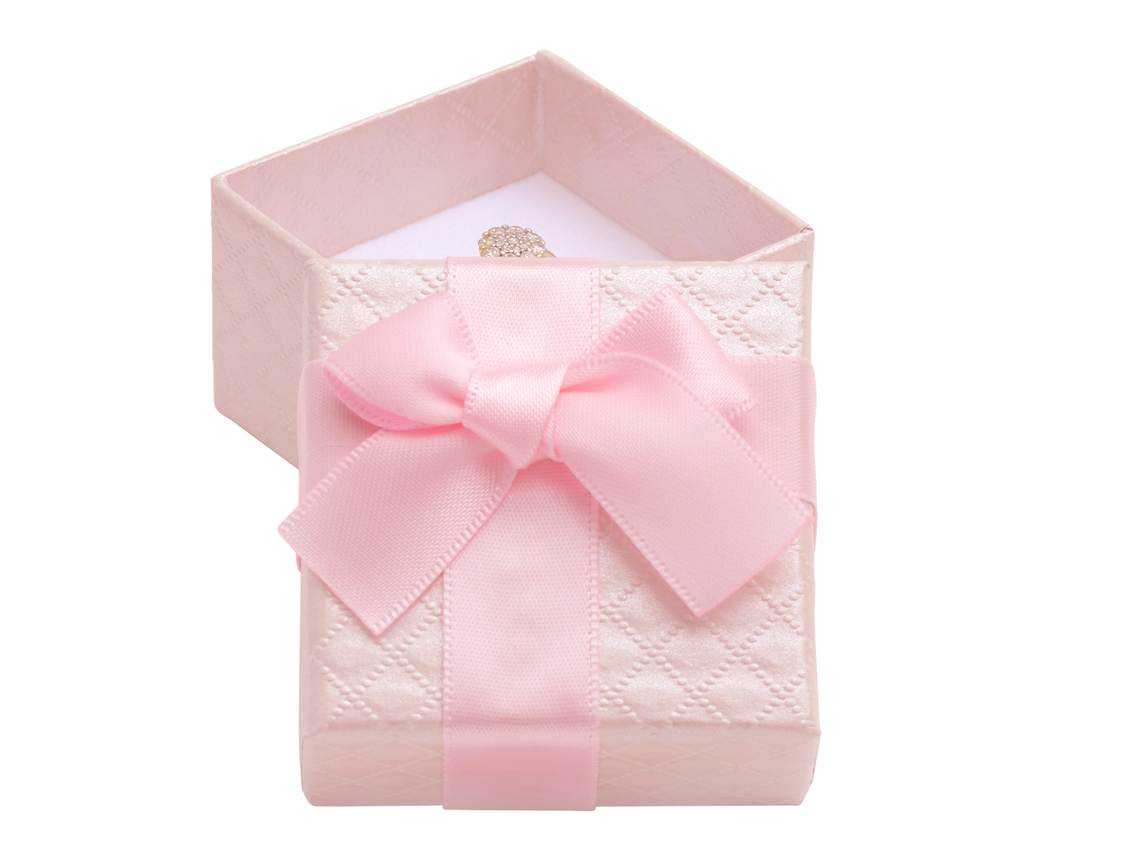 JK Box -  Růžová dárková krabička na šperky s mašlí AT-2/A5