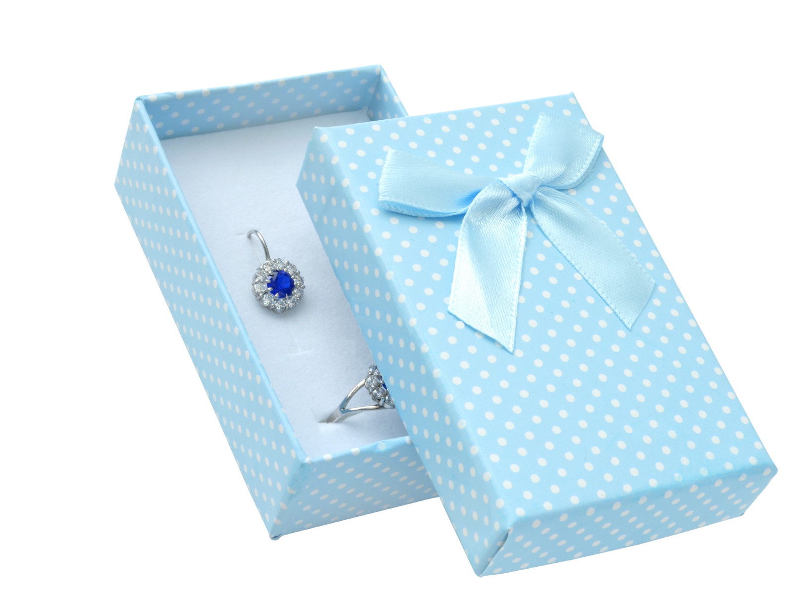 JK Box Svetlomodrá krabička s bodkami na súpravu šperkov KK-6/A15