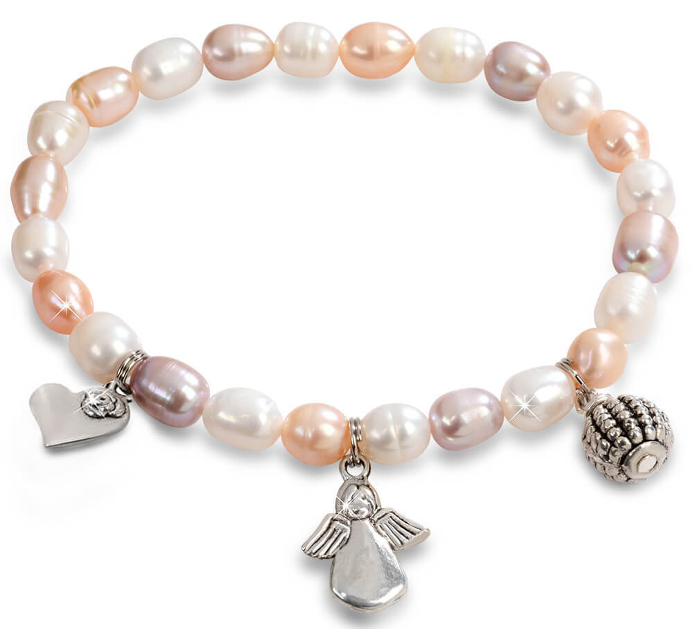 Jemný náramek z pravých perel s ozdobami JL0295