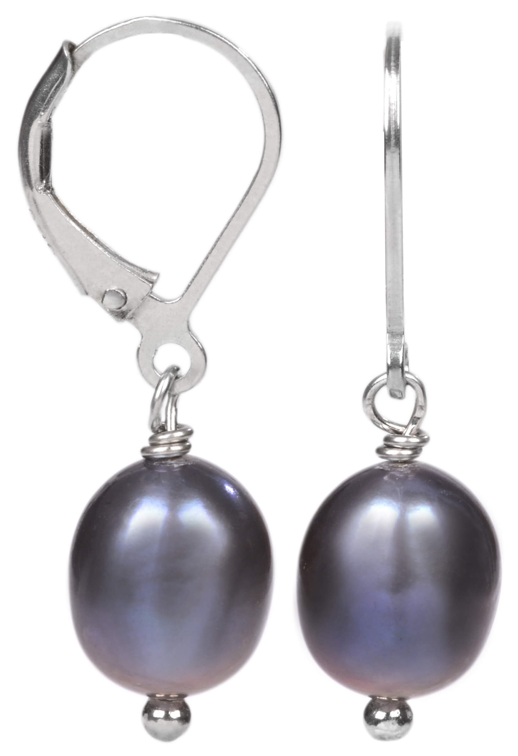 JwL Luxury Pearls Ezüst fülbevaló metál kék igazgyönggyel JL0147