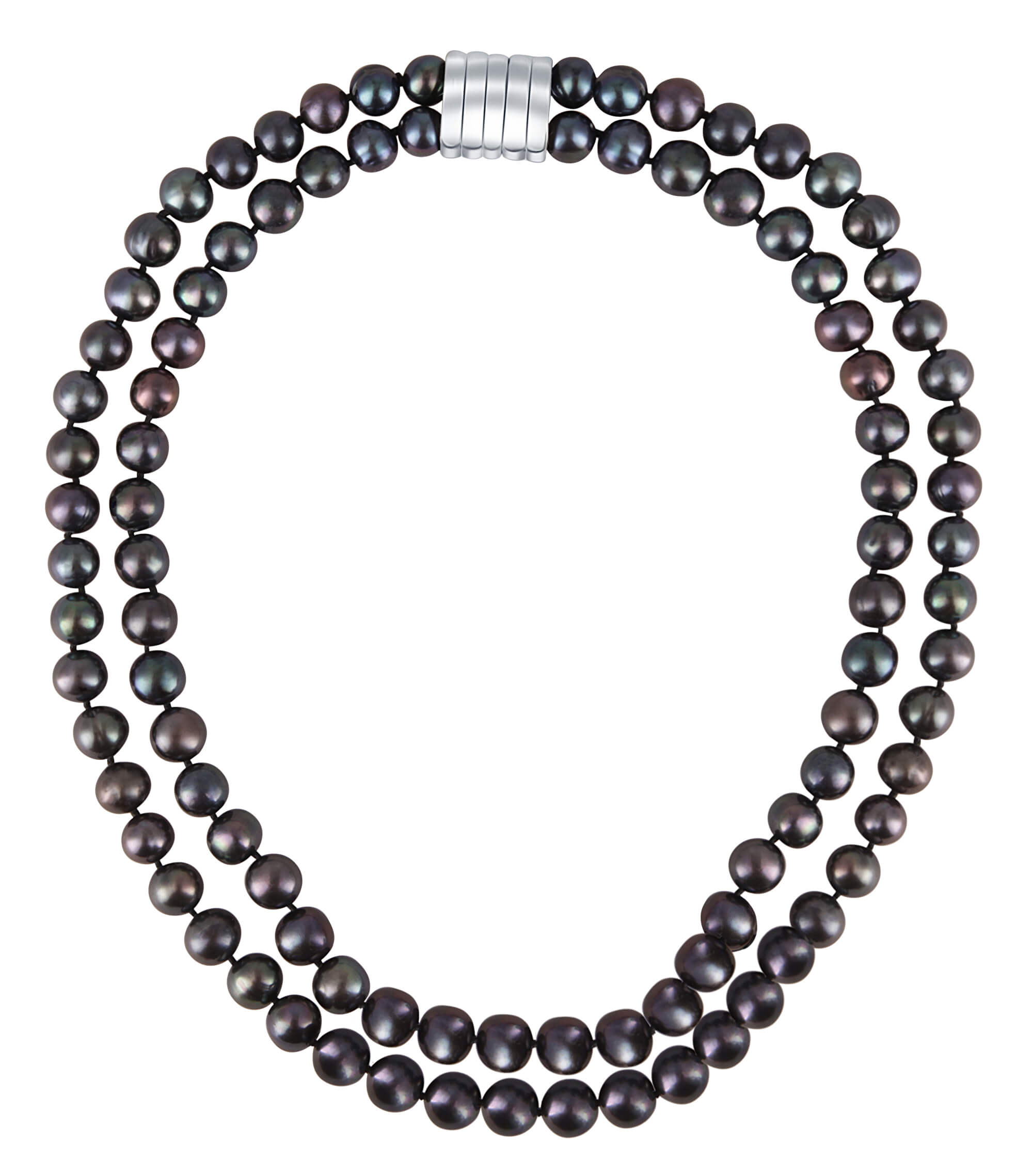 JwL Luxury Pearls Dvojitý/dvojradový náhrdelník z pravých čiernych perál JL0657