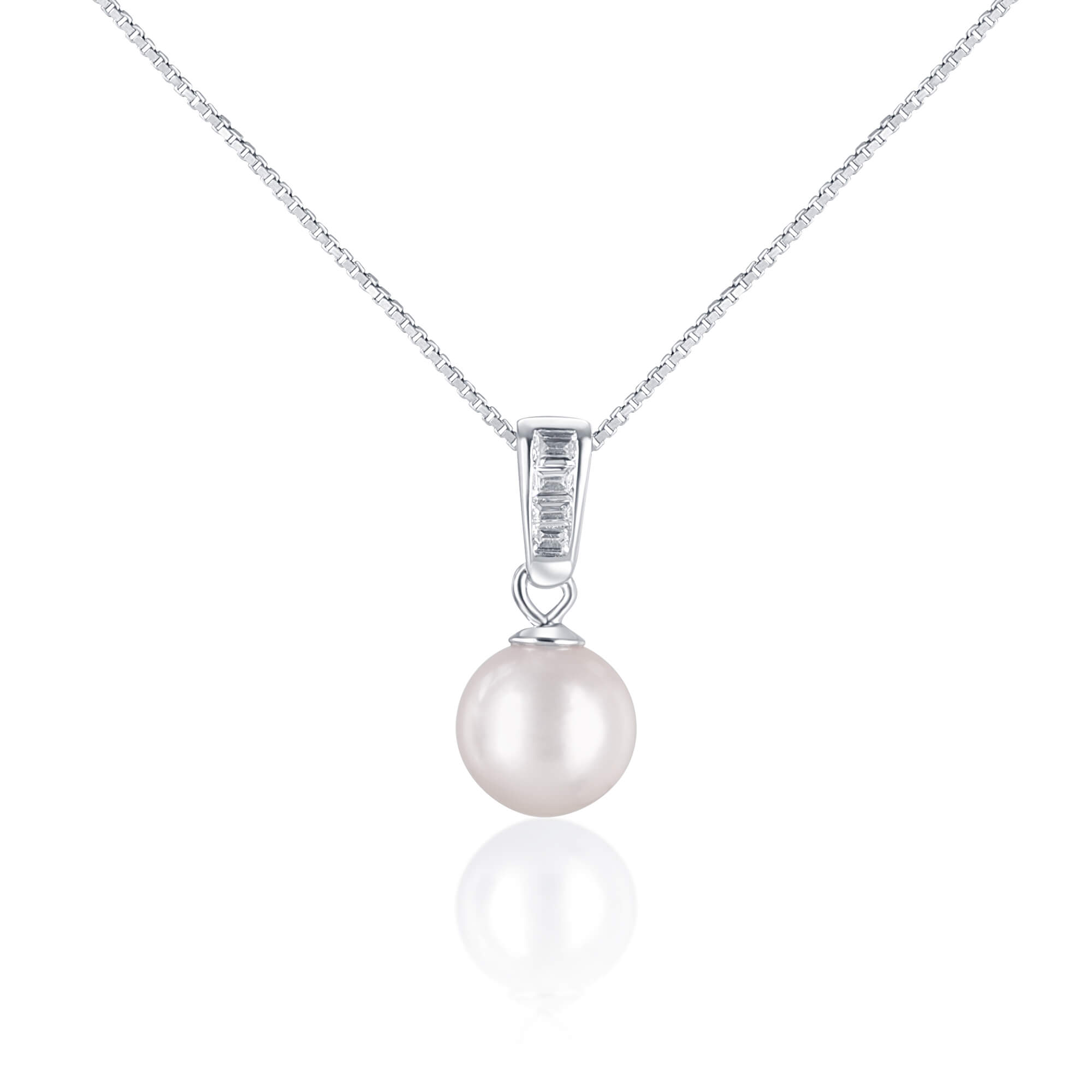 JwL Luxury Pearls Elegantný náhrdelník s morskou perlou Akoya a kryštály JL0658 (retiazka, prívesok)
