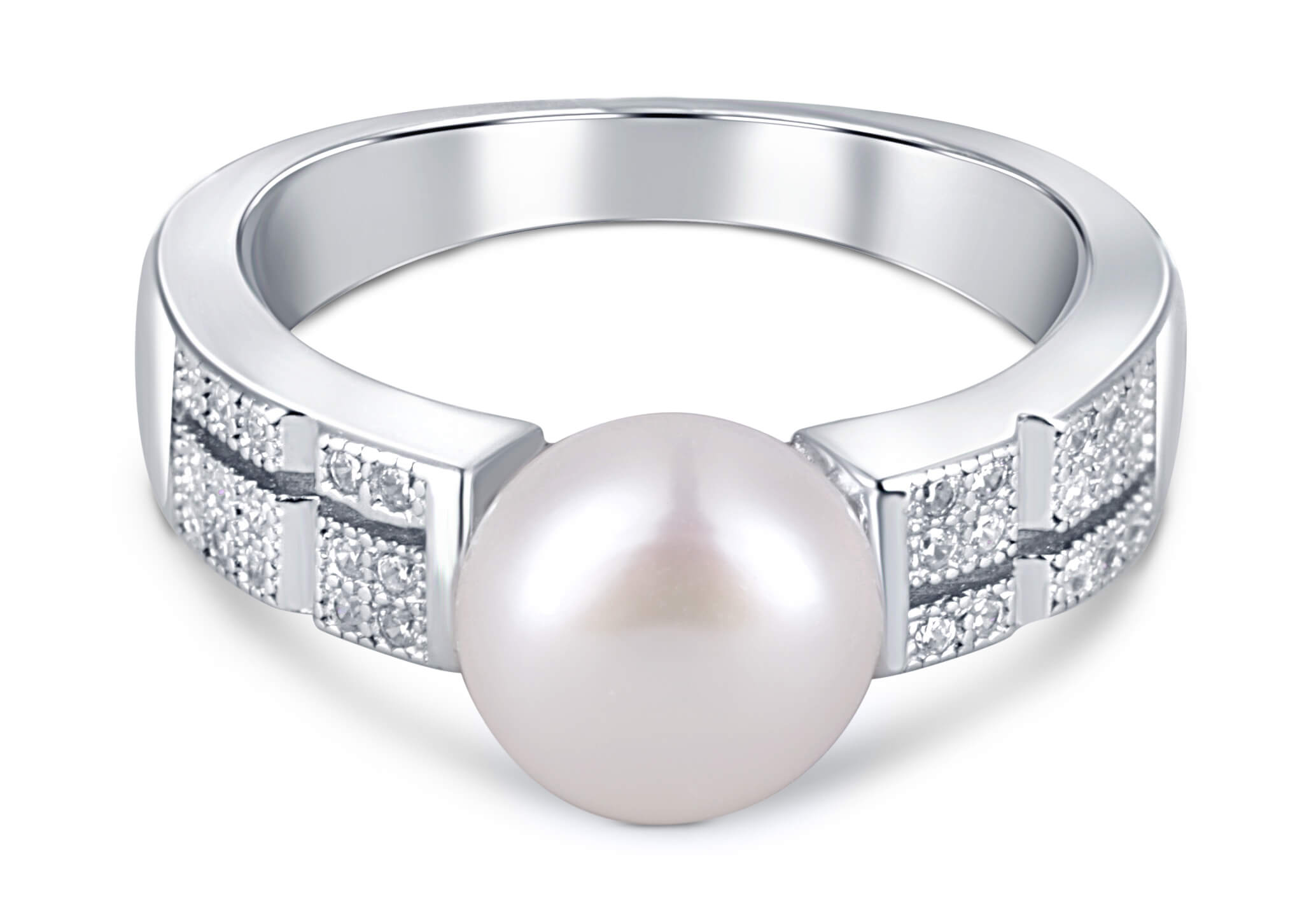 JwL Luxury Pearls Elegantní prsten s pravou perlou a zirkony JL0646 52 mm