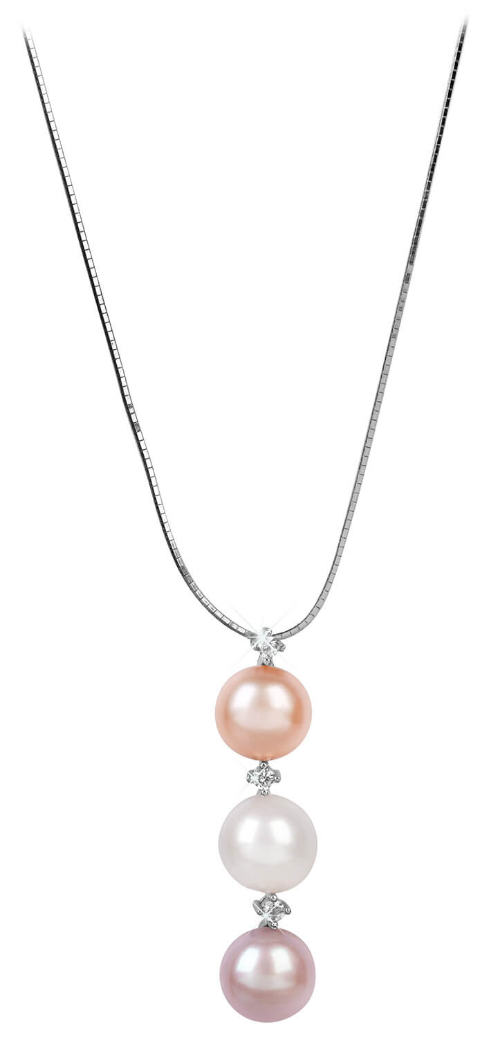 JwL Luxury Pearls -  Jemný náhrdelník s perlou a zirkony JL0425 (řetízek, přívěsek)