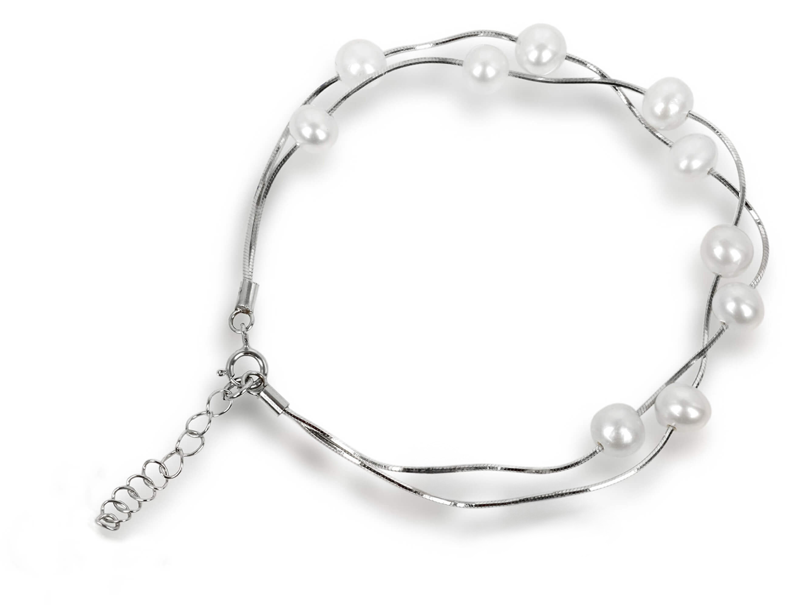Levně JwL Luxury Pearls Jemný náramek z pravých bílých perel JL0174
