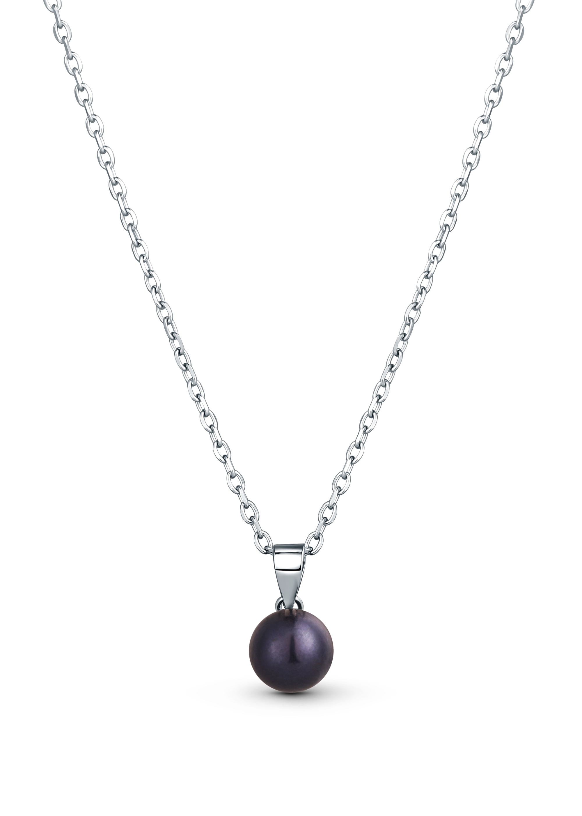 Levně JwL Luxury Pearls Jemný stříbrný náhrdelník s pravou černou perlou JL0836 (řetízek, přívěsek)