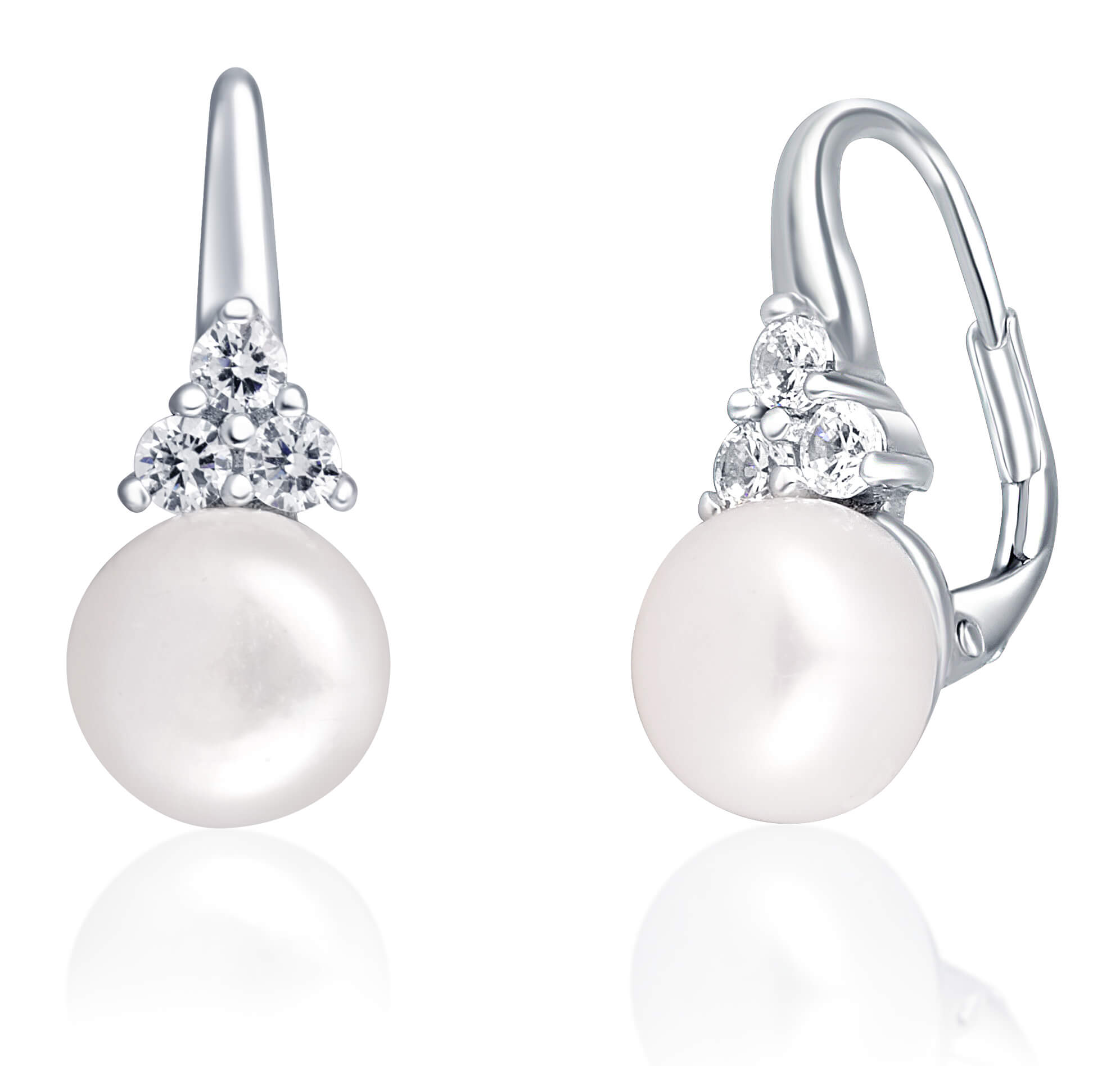 JwL Luxury Pearls Luxusní stříbrné náušnice s pravou perlou a zirkony JL0641