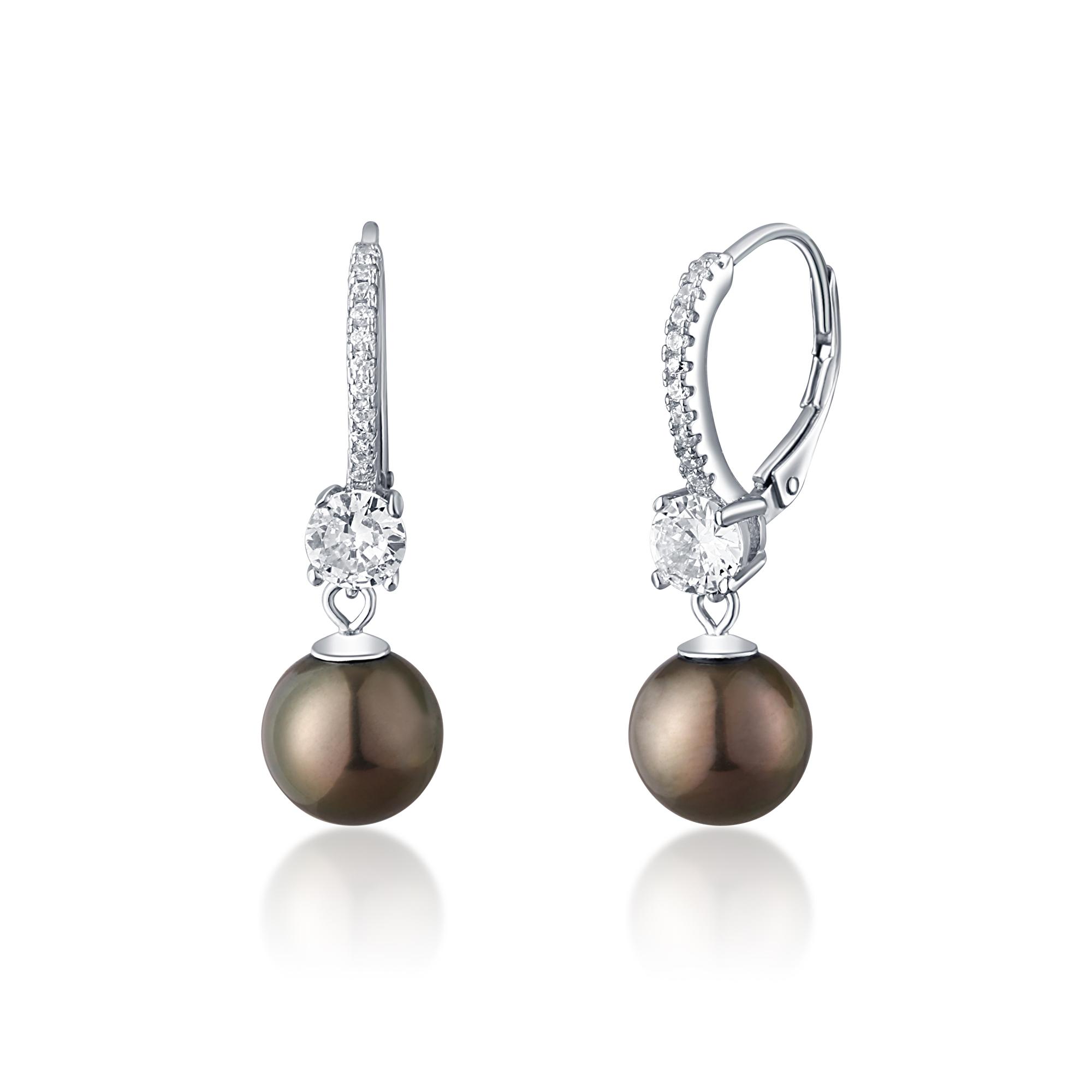 JwL Luxury Pearls Luxusní stříbrné náušnice z pravých černých tahitských perel JL0824