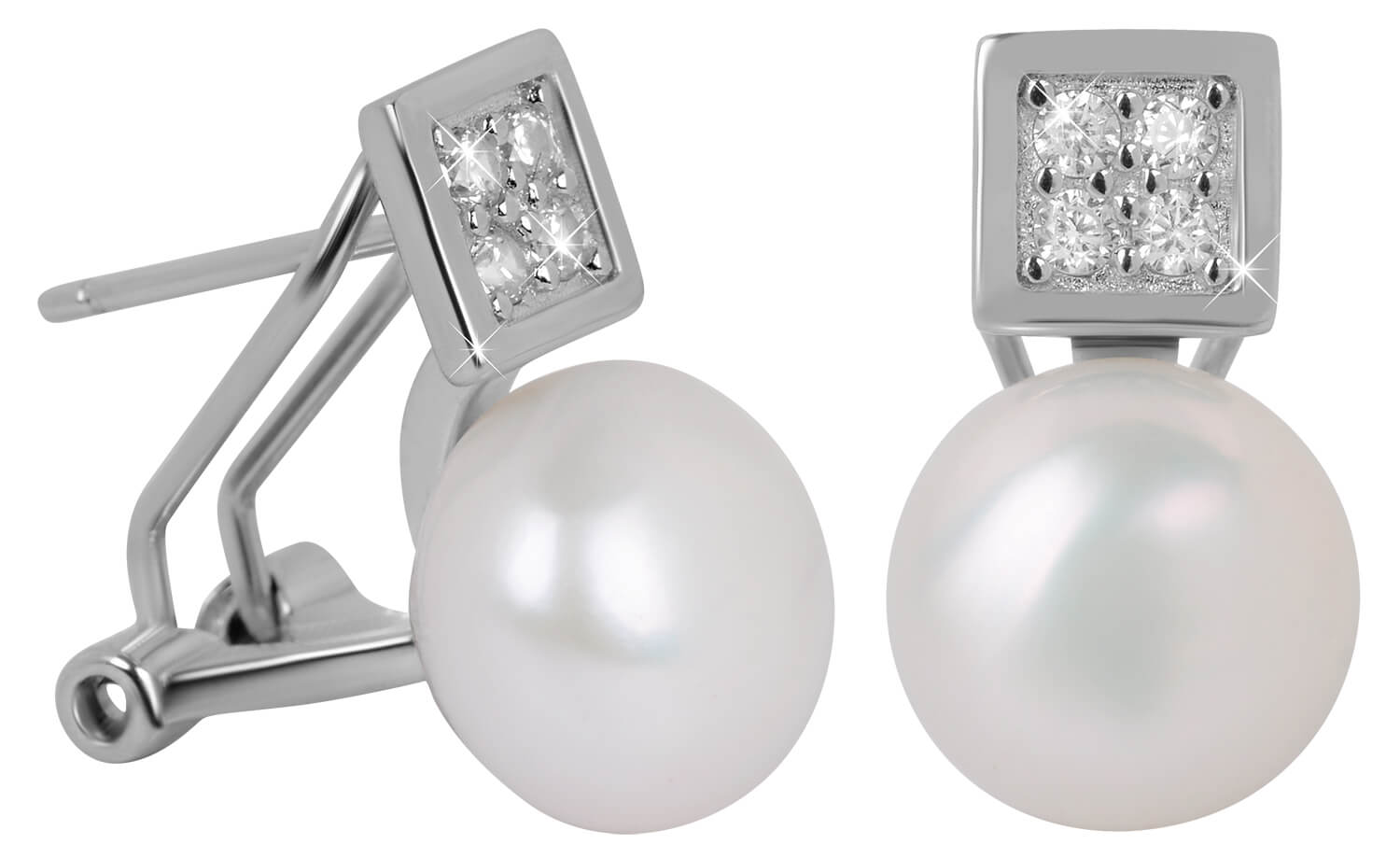 Levně JwL Luxury Pearls Nádherné náušnice s pravou perlou a krystaly JL0430
