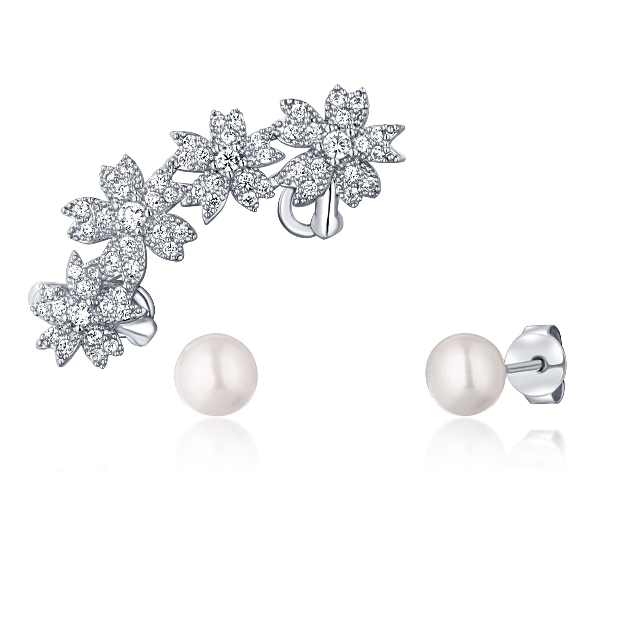 JwL Luxury Pearls Nádherný set perlových náušníc (1x záušnice, 2x kôstková náušnice) JL0781