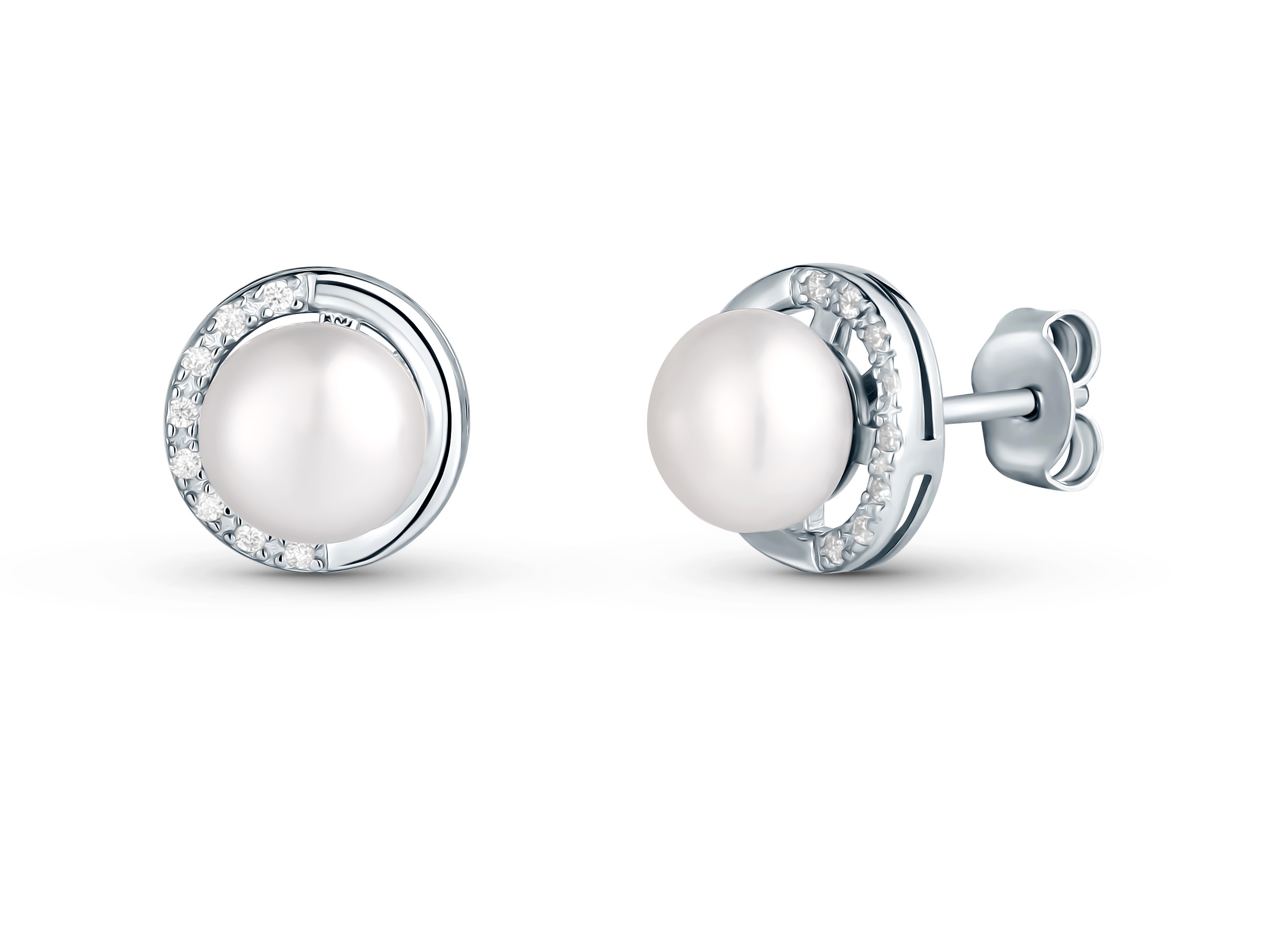 Levně JwL Luxury Pearls Něžné stříbrné náušnice se zirkony a pravou perlou JL0832