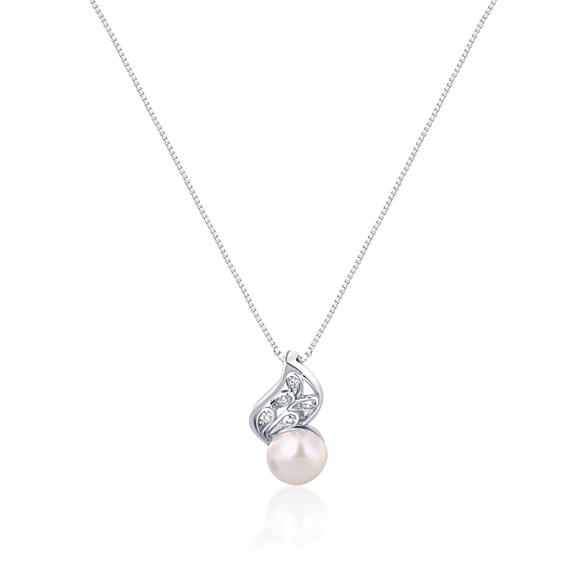 JwL Luxury Pearls Nežný náhrdelník s pravou perlou a zirkónmi JL0749 (retiazka, prívesok)
